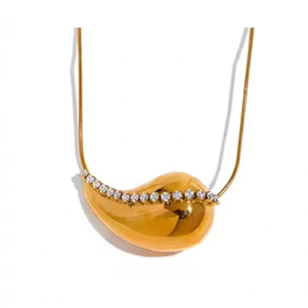 Gold Teardrop Pendant Necklace – PVD Real Gold Plated, Stainless Steel